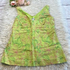 Vtg Vintage Lilly Pulitzer Green Flower Tank sz 8